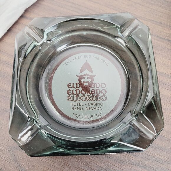 Set Of 3 VTG Glass Ashtrays w/ Logos Eldorado Hotel & Casino Sheraton Hilton - Picture 5 of 6
